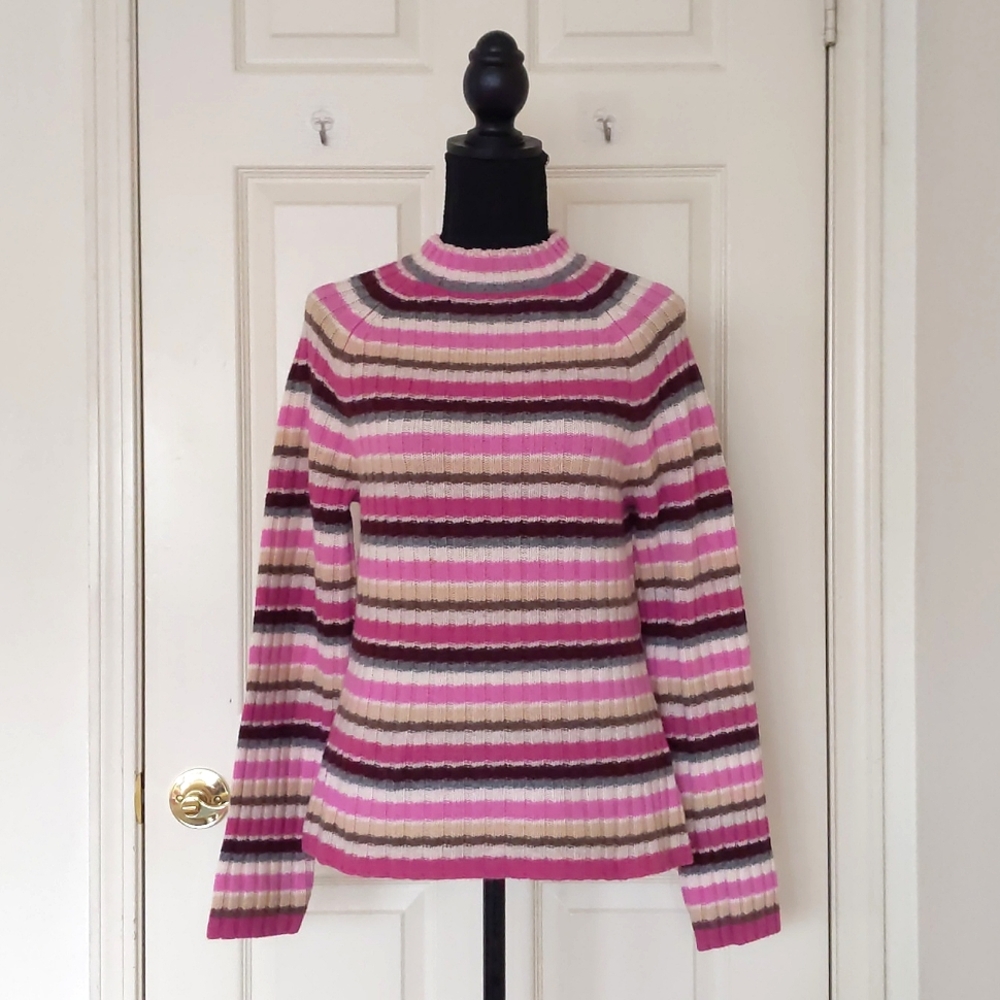Wool Turtleneck Sweater With Multicolor Stripes W… - image 1